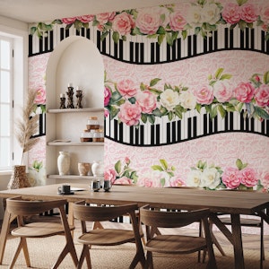 Shabby Chic piano keyboard waves 2