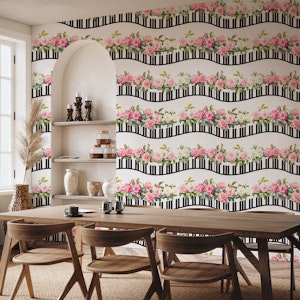 Shabby Chic piano keyboard waves 5