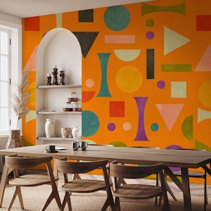 mid century bauhaus playful orange summer