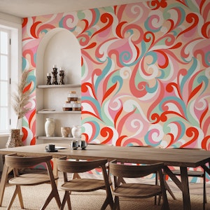 flourish and swirls pink red