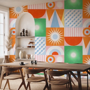 Bright Pastel Bauhaus Geo Shapes Party Mod