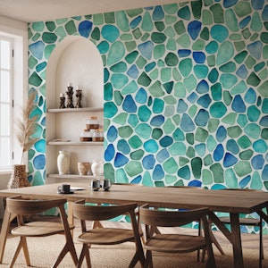 Ocean Vibe Sea Glass Watercolor Blue