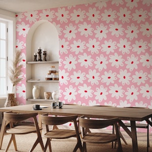 Happy Daisies - Pink and Crimson Red 2