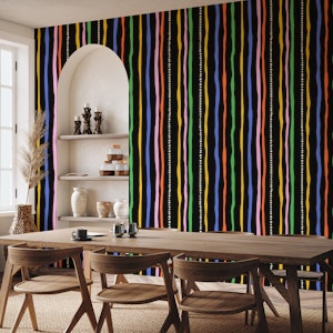 Colorful Rainbow Paper Cut Stripes on Black