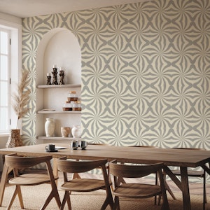 Geometric swirl curves - neutral grey beige