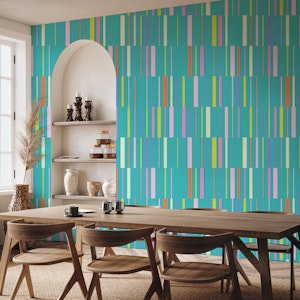 Colorful Kitschy Stripes - Verdigris Green