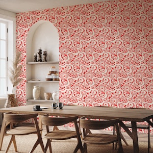 Bohemian Floral Swirls Red