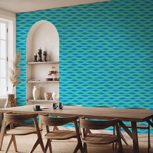 Ripples Abstract Stripes Turquoise Royal Blue