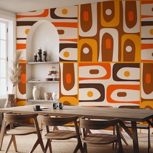 Mid Century Modern Piquet 70s Brown Orange