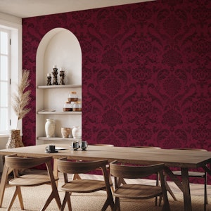 Dark Vintage Damask Pattern Burgundy Crimson