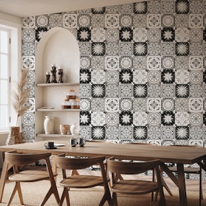 Whimsigothic tiles - black and white