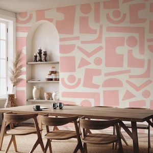 Large Geometric Abstraction Shapes Blush Pink