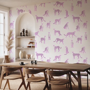 Pink Cheetah on White Smoke
