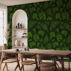 Moody Woods Moss Green Fern Botanical Pattern