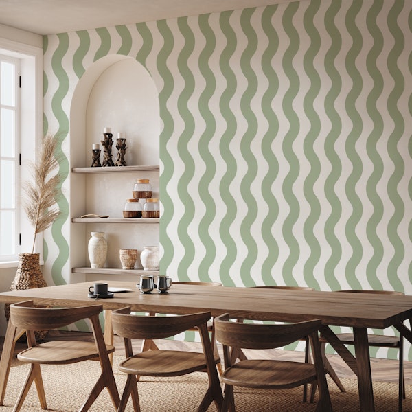Sage Green and White Field Waves 2