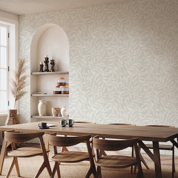 Leaf Wallpaper - Soft Grey