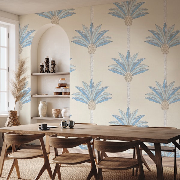Decorative Palm Stripes - linen texture