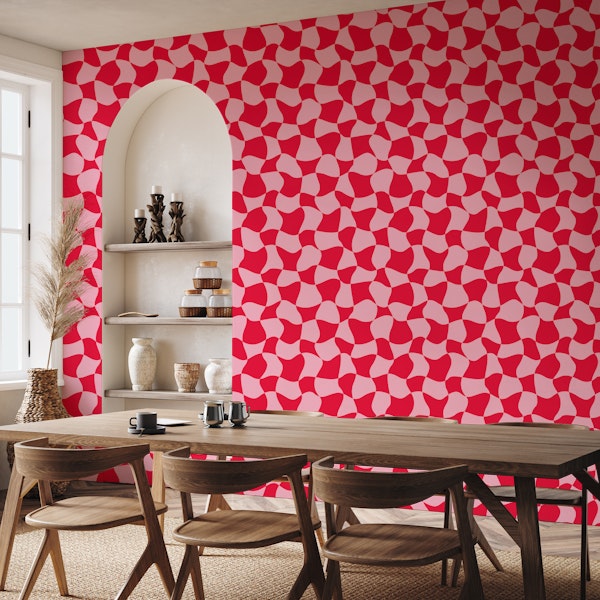 Curvy Red Checkered Pattern