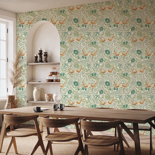 Cottage garden loving birds sage green