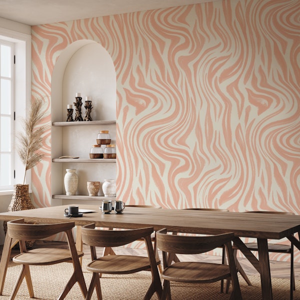 Blush Pink Liquid Tiger Stripes Animal Print