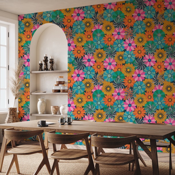 Midnight Colorful Bold Flowers