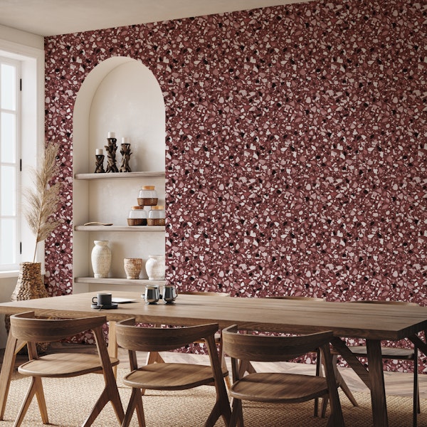 Dark red terrazzo