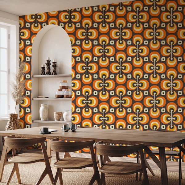 Abstract retro pattern, orange brown / 0750