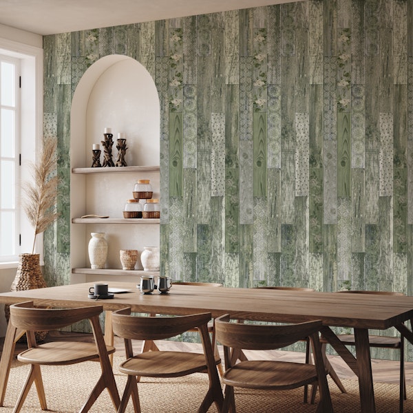 Vintage Wood Tiles Pattern Green