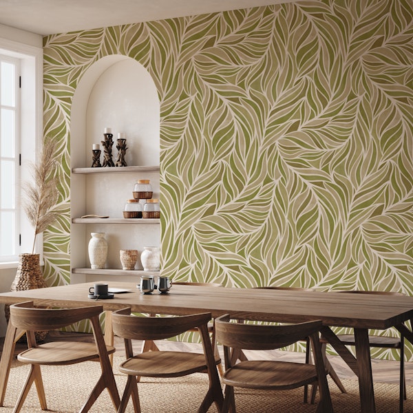 warm minimalist abstract leaves green