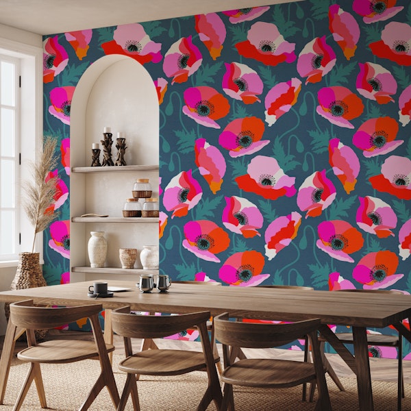 Happy Poppies • Pattern Aegean Blue