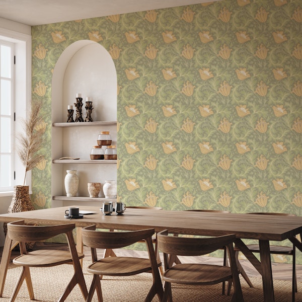 William Morris ANEMONE in sage green vanila