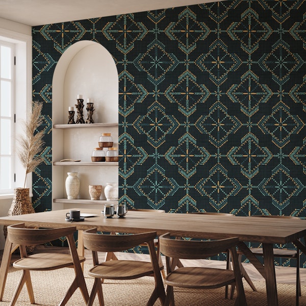 Celestial boho tiles midnight gold