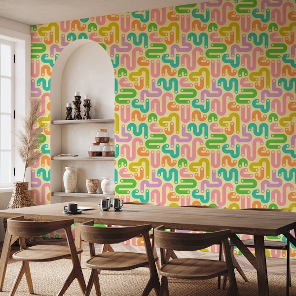 JELLY BEANS Curvy 80s Abstract Brights Cream