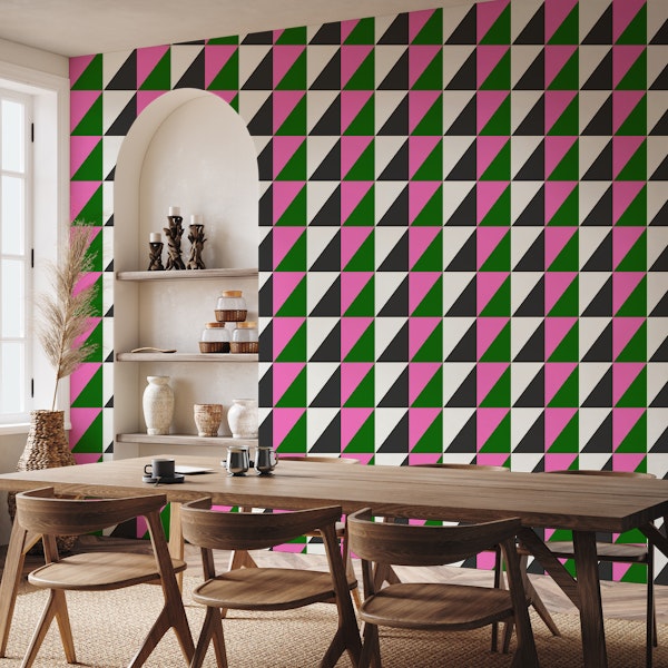 Retro Geometric in Pink, Green, and Black