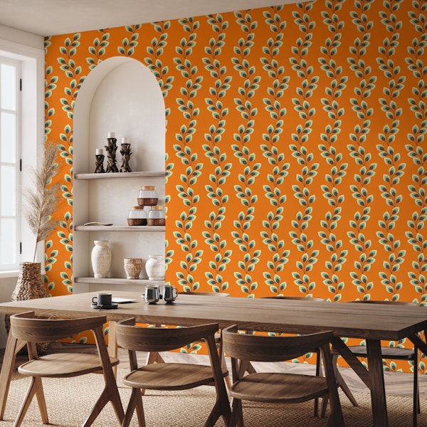 Retro wavy leaves - orange