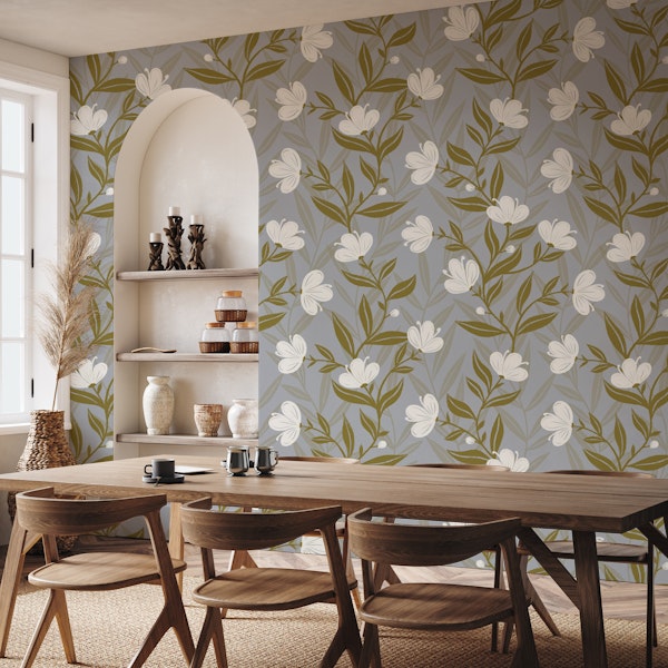Peaceful Wildflowers in Gray Ivory Sage Green