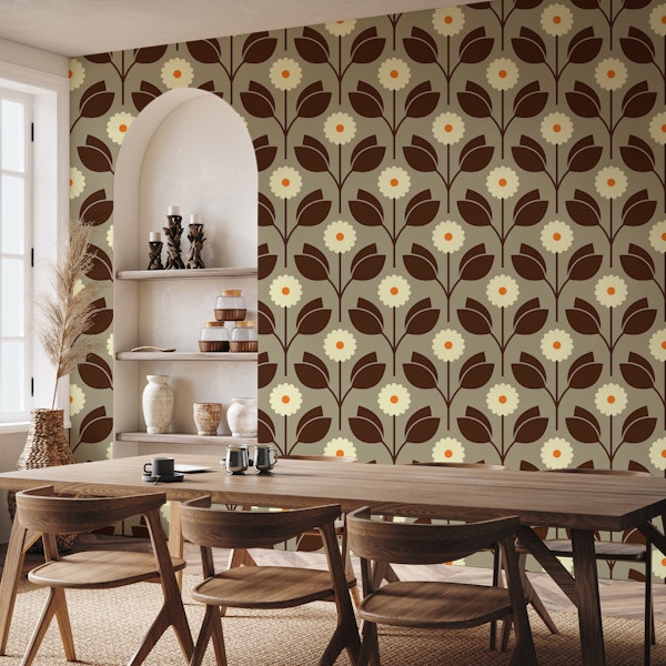 Retro blossoms, brown (2879C)