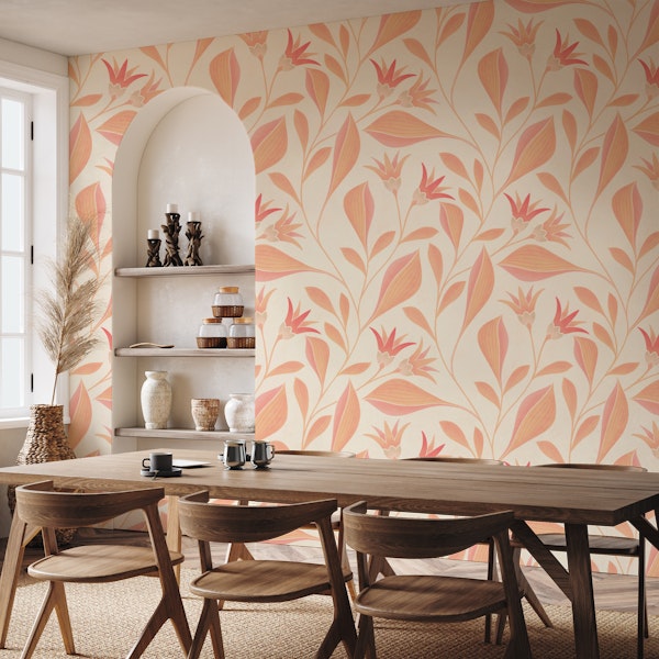 Pantone Peach Fuzz airy flowers and leaves