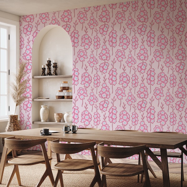 GLADIOLUS Abstract Summer Retro Floral Pink