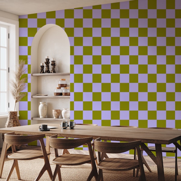 Two-Tone Checkered Olive Green and Lavender