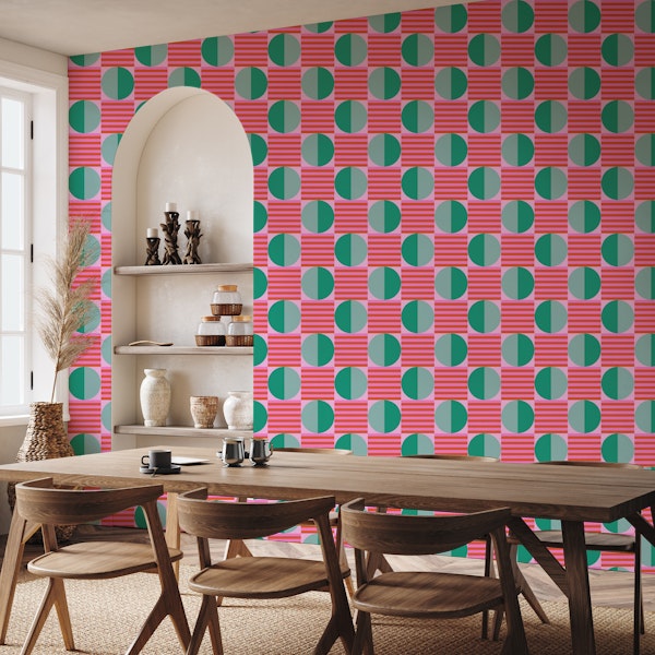 Mod Christmas Pink Green Geometric Pattern