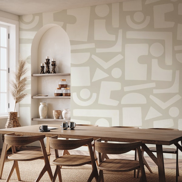 Modern Large Geometric Abstract Shapes Gray