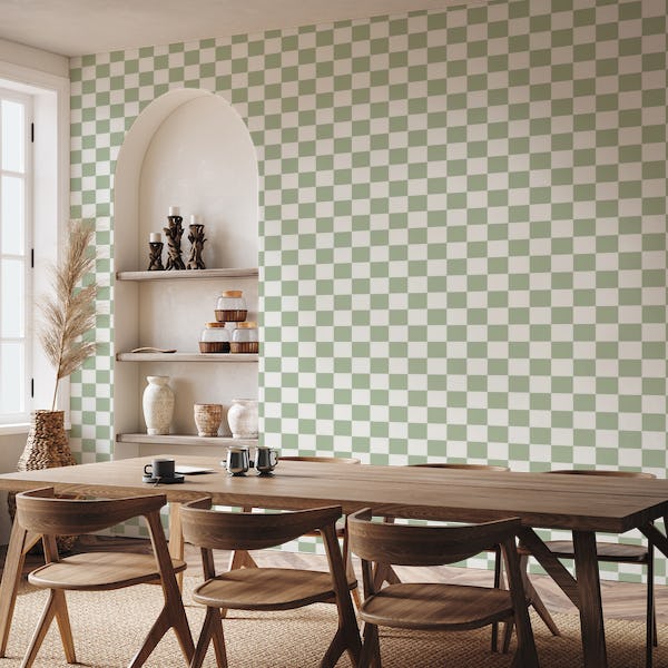 Checkerboard - Sage and White