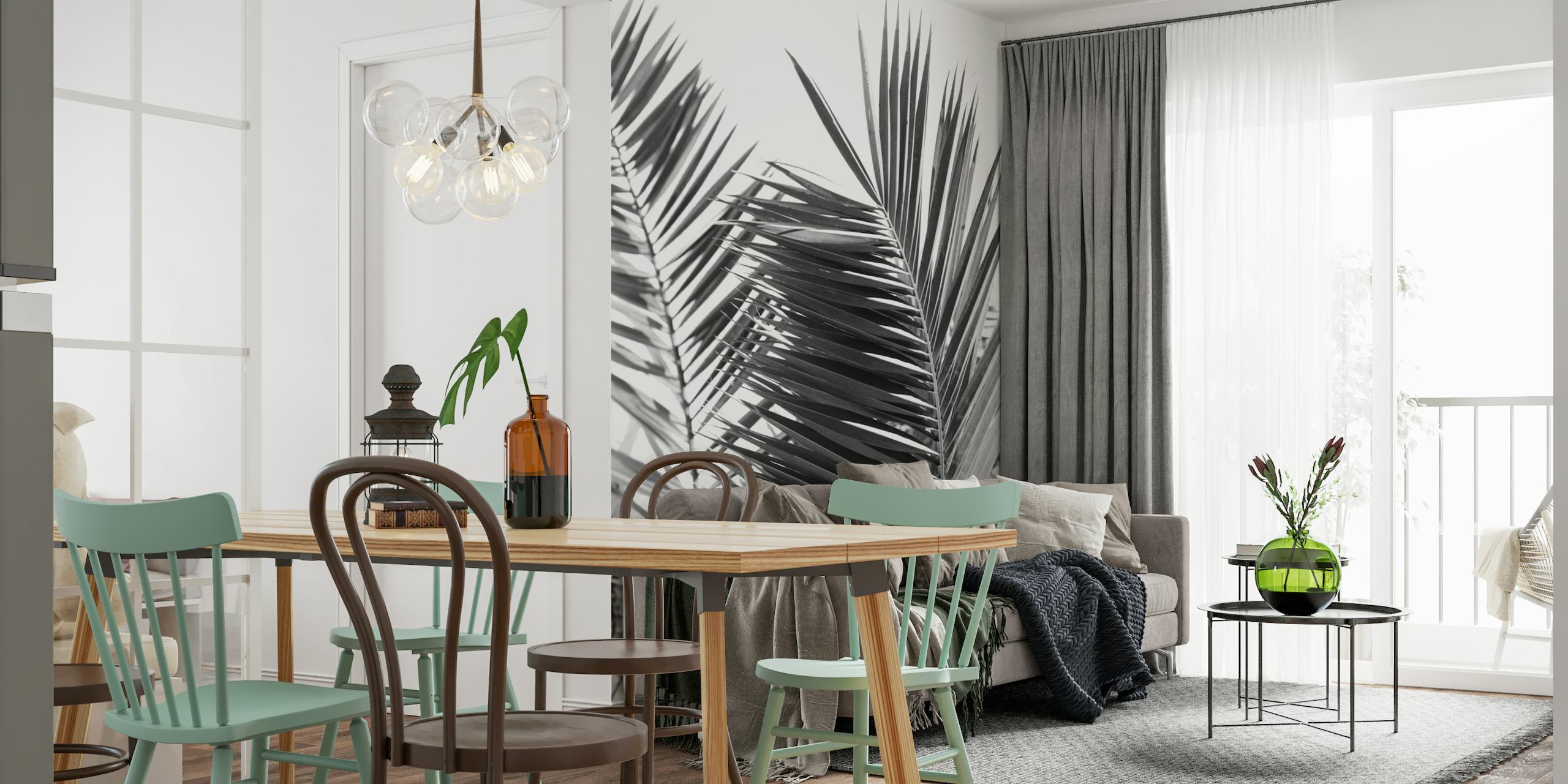 Santorini Palm Leaves Dream 2 wallpaper