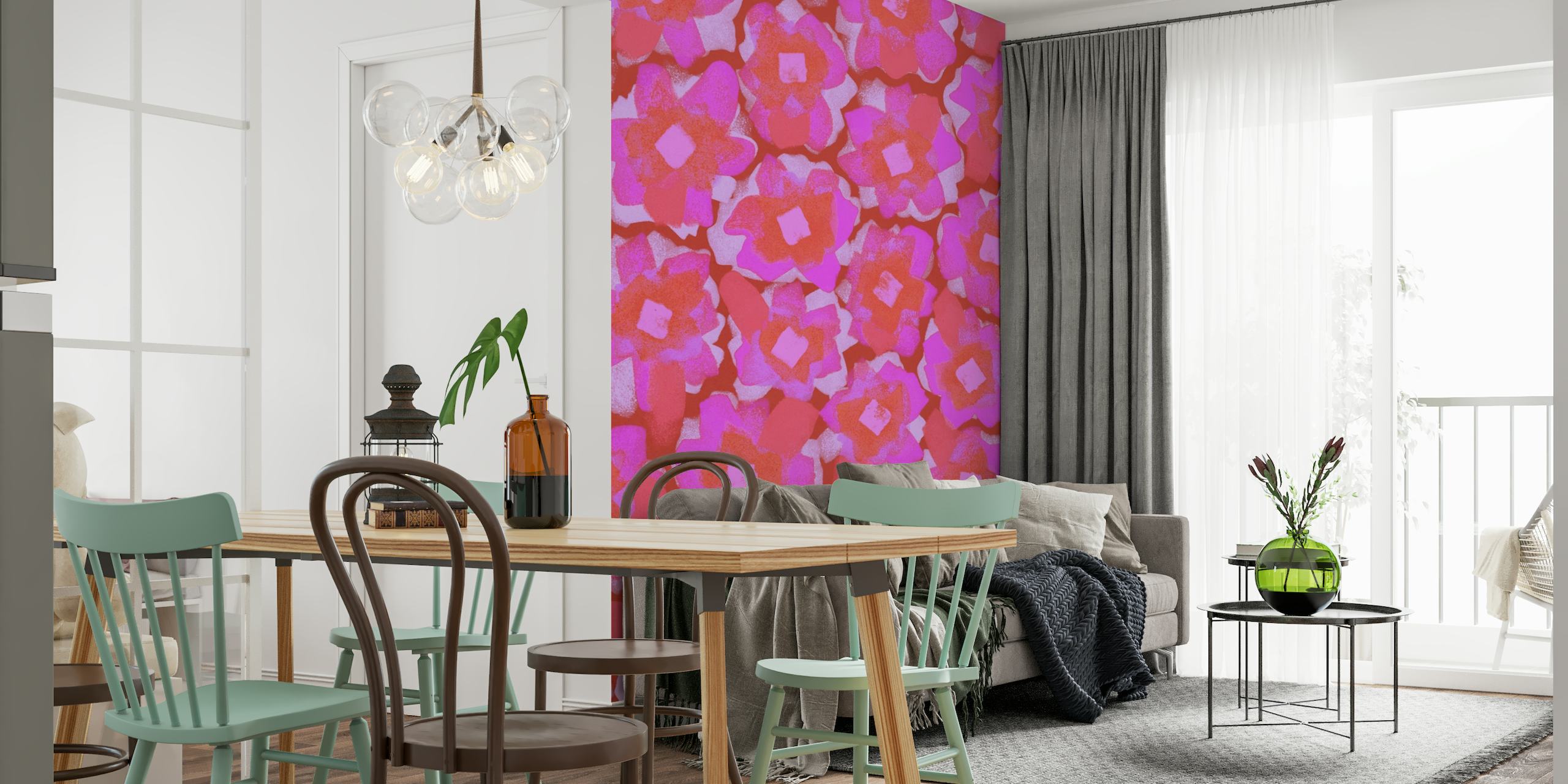 Cute Pink Blossom Pattern behang