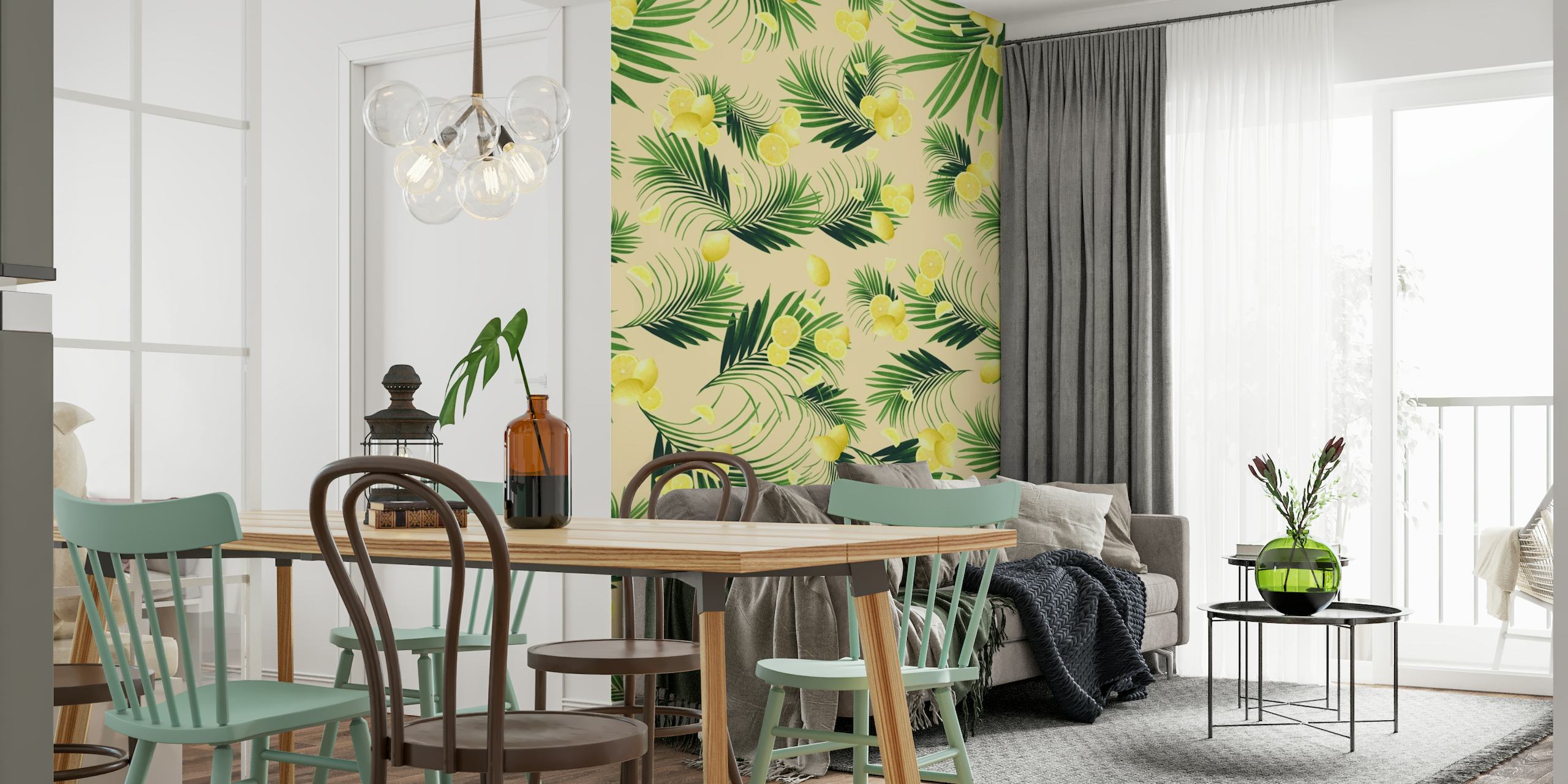 Palm Leaves Lemon Summer 1 wallpaper
