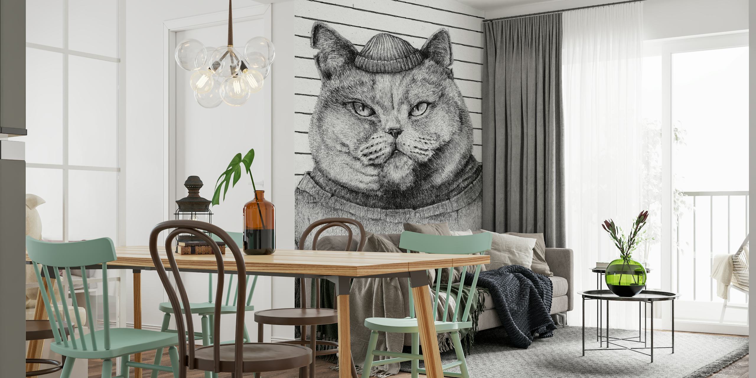 Brittiläinen bandit-kissa varasasussa seinämaalaus