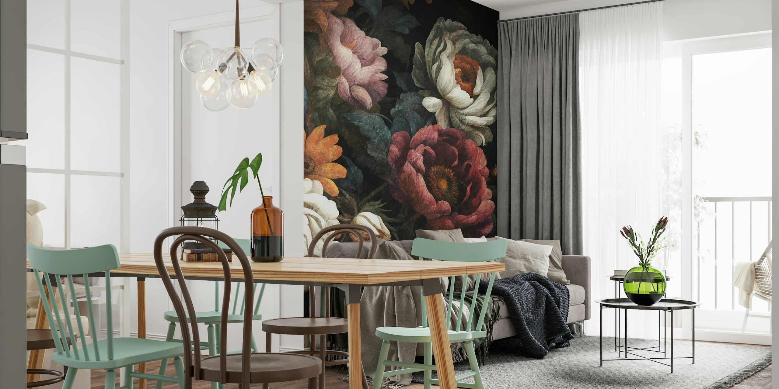 Moody Baroque Flower Art wallpaper