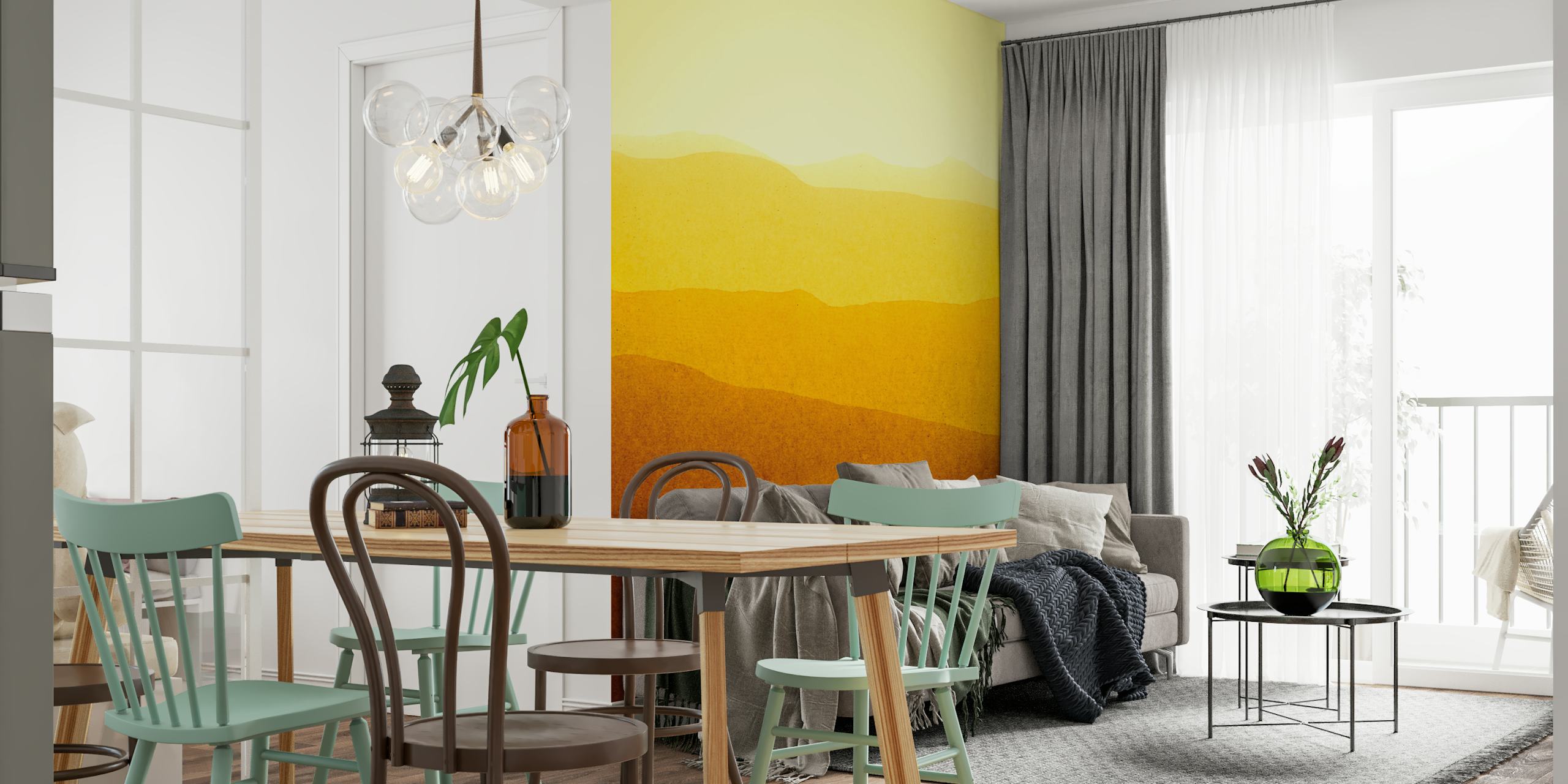Gradient landscape wallpaper in warm yellow hues, abstract style