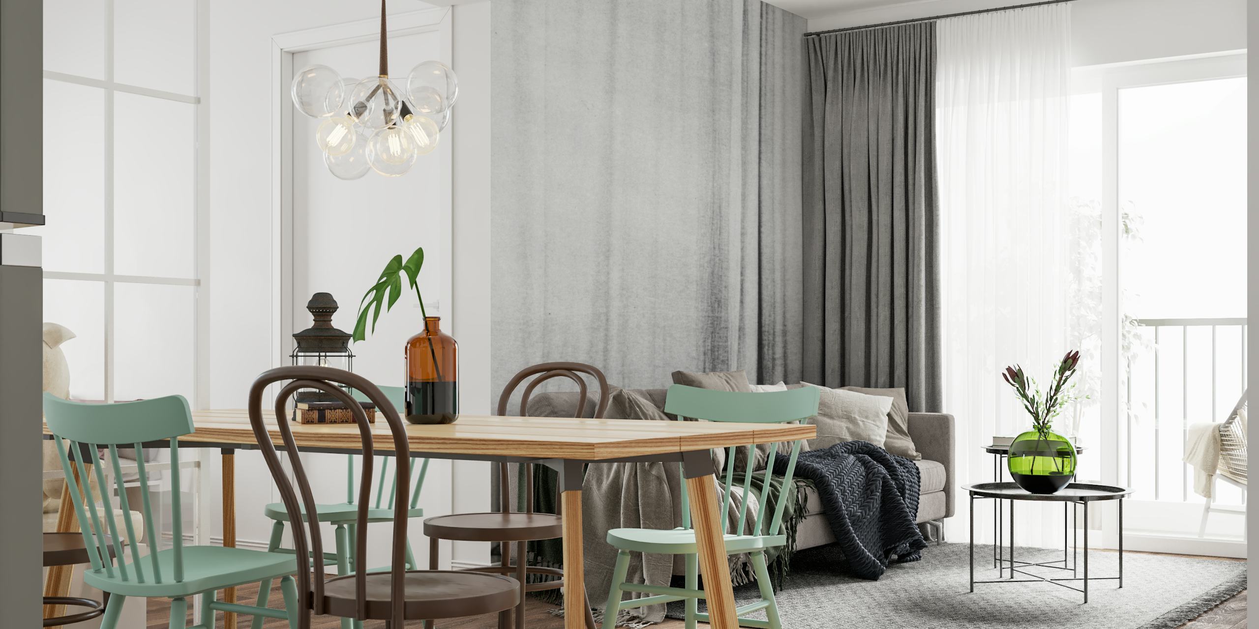Papier peint élégant curtain exposé dans une pièce